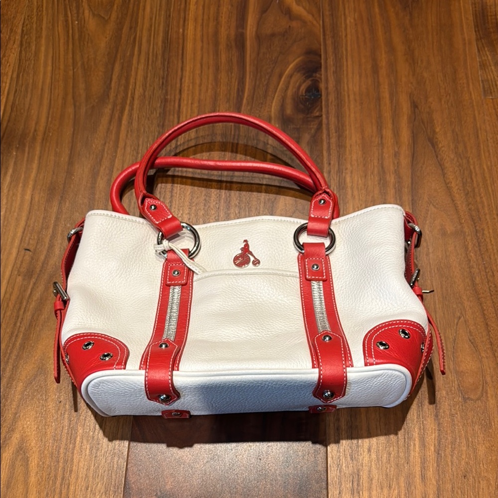 Bean Pole South Korean Luxury Brand Tote Red White Leather Tote w Straps NWOT